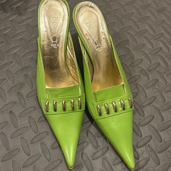 BOCCI Lime Green Stilletto Heels 7.5 Slip-On Zipper Pointed Brand New - Picture 2 of 5